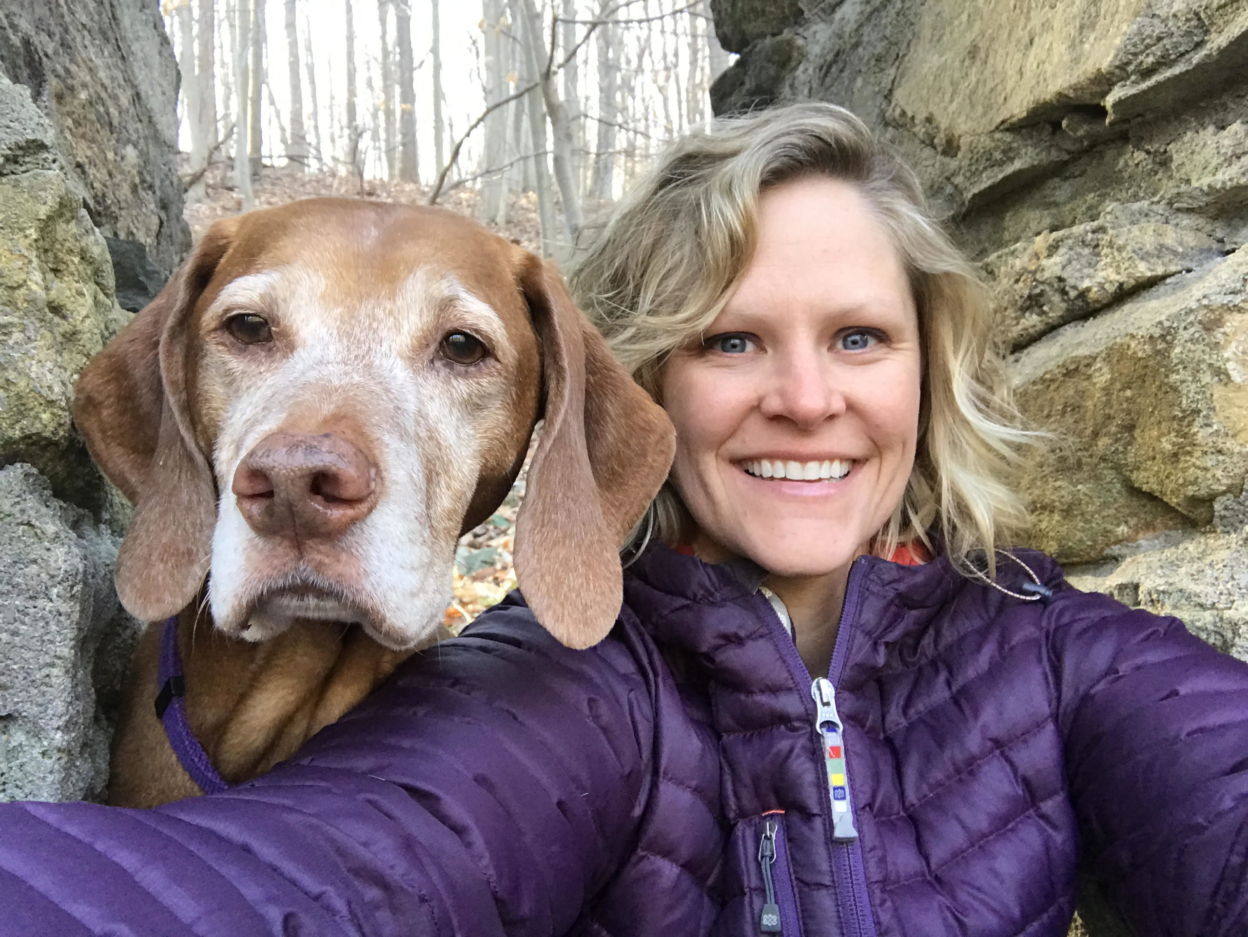 woman and dog hiking